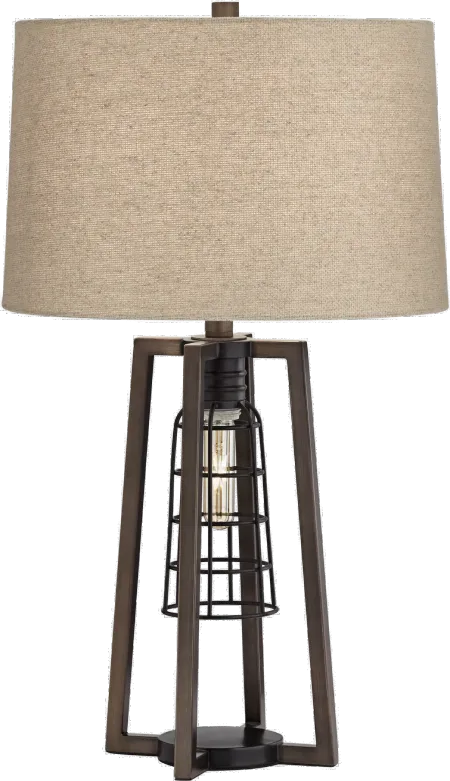 Aged Nickel Caged 2-Light Table Lamp - Julian