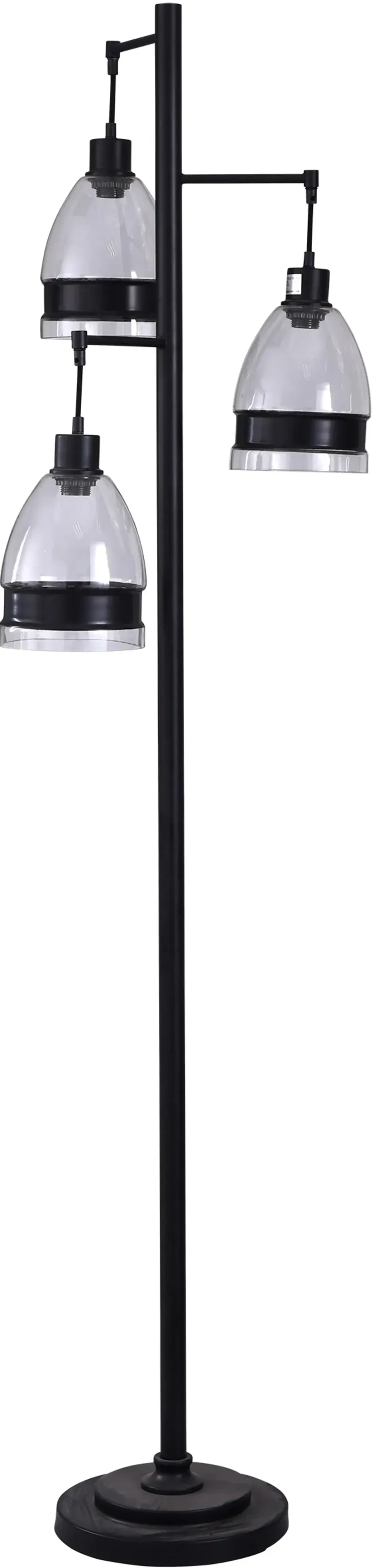 72 Inch Black Metal Floor Lamp with Glass Shades