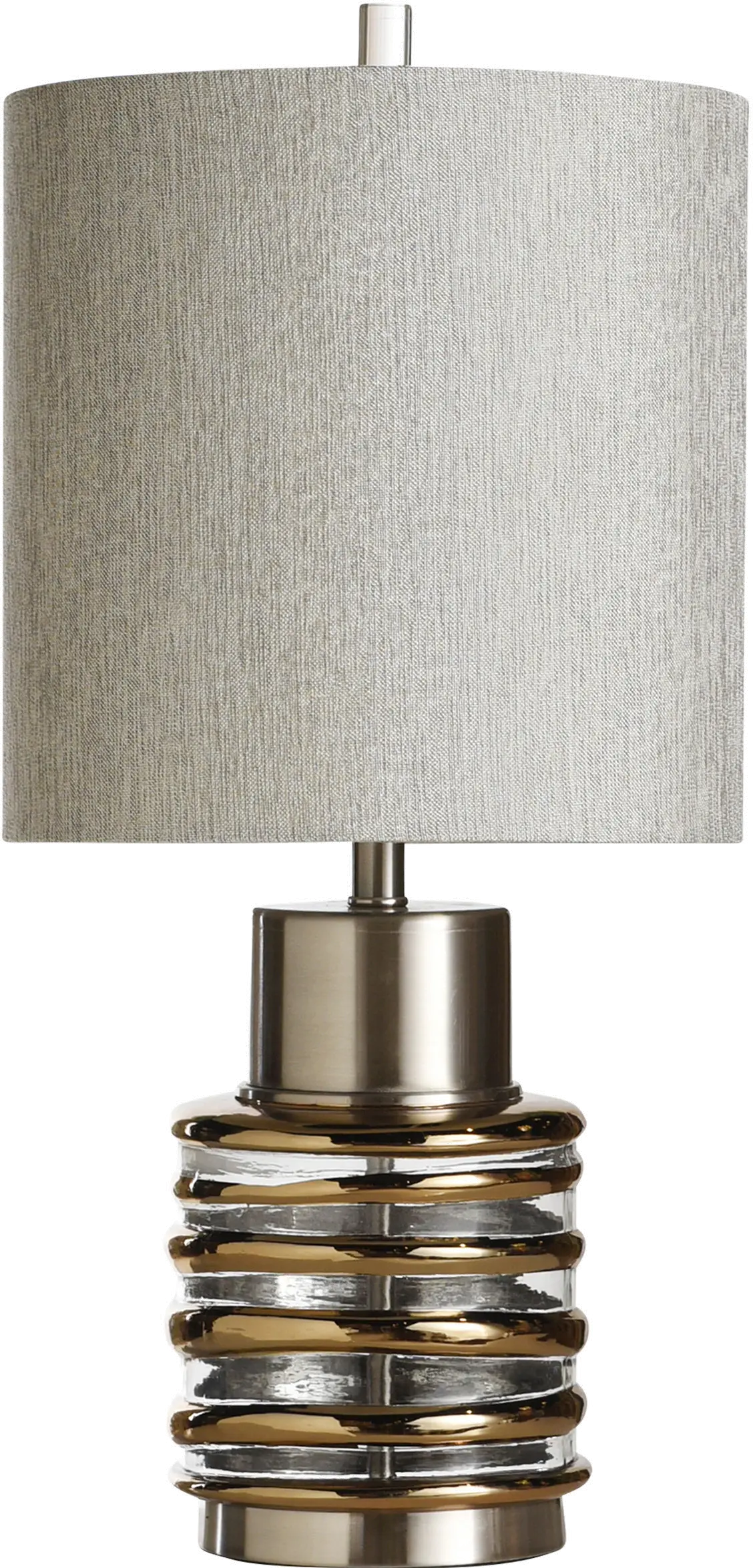 27 Inch Silver, Bronze and Glass Transitional Table Lamp