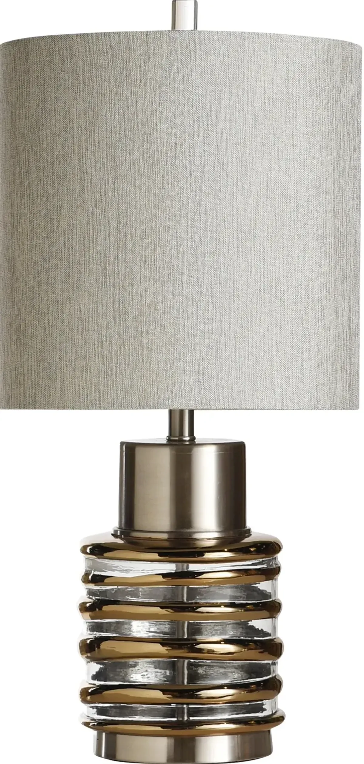 27 Inch Silver, Bronze and Glass Transitional Table Lamp