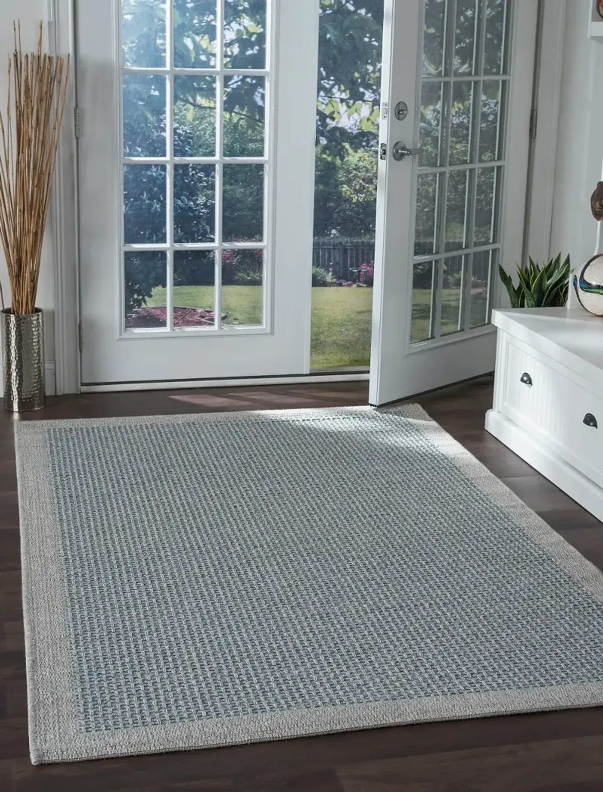 Serenity 8 x 10 Modern Solid Blue Indoor-Outdoor Rug