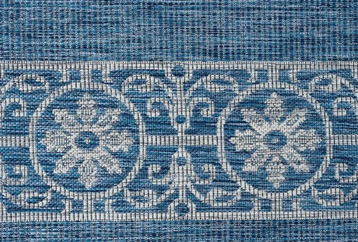 Veranda 8 x 10 Border Indigo Blue Indoor-Outdoor Rug