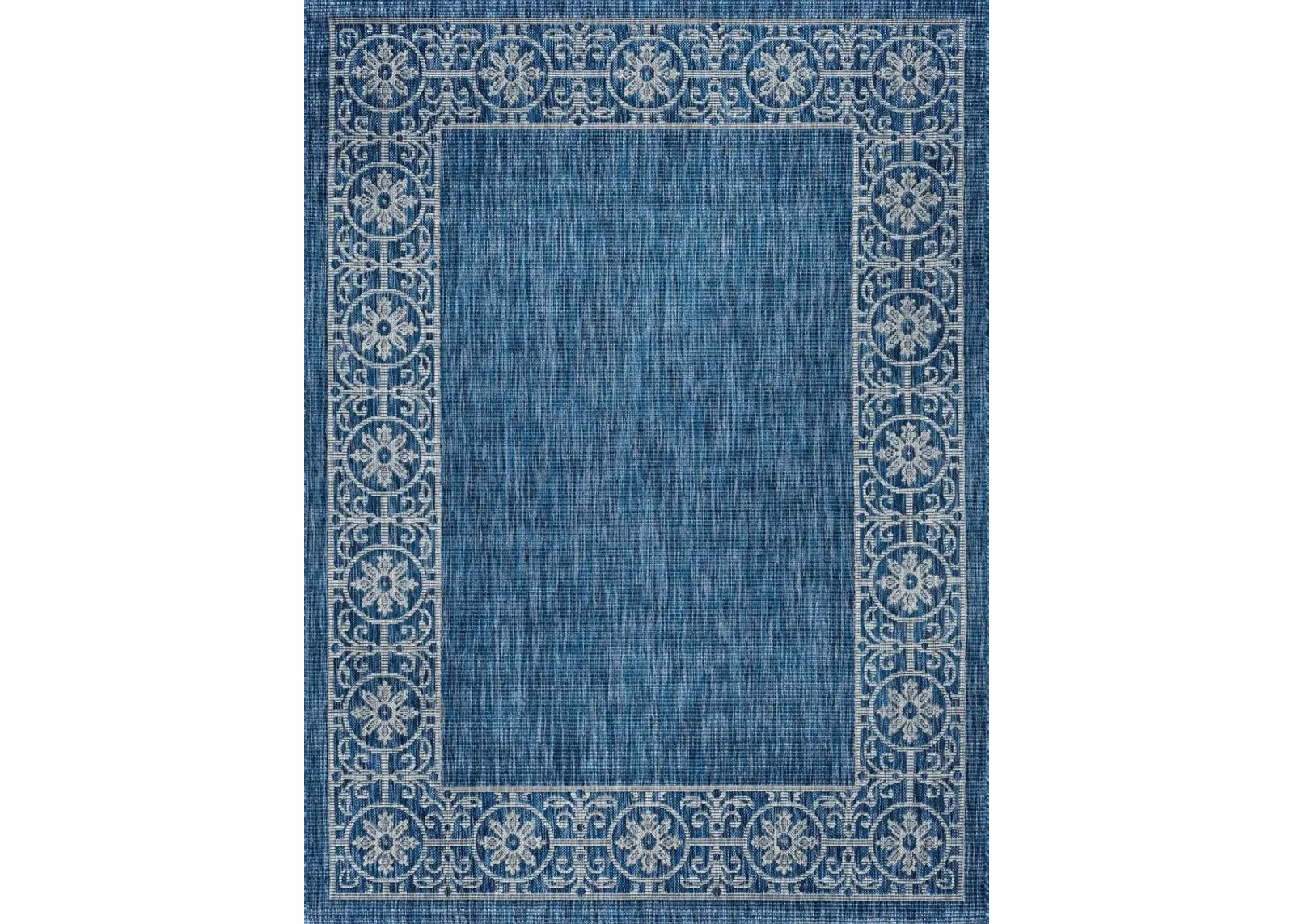 Veranda 8 x 10 Border Indigo Blue Indoor-Outdoor Rug