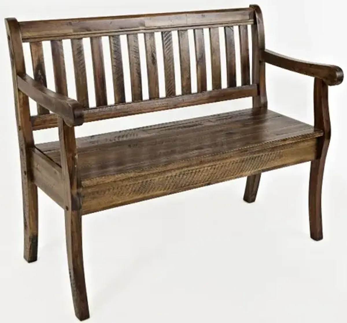 Artisan Dakota Oak Craft Slat Back Storage Bench