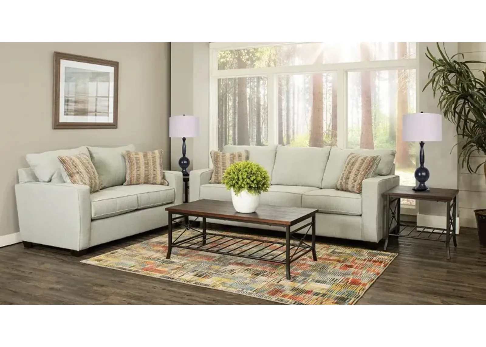 Gavin Sky Gray 7 Piece Living Room Set with Sofa Bed