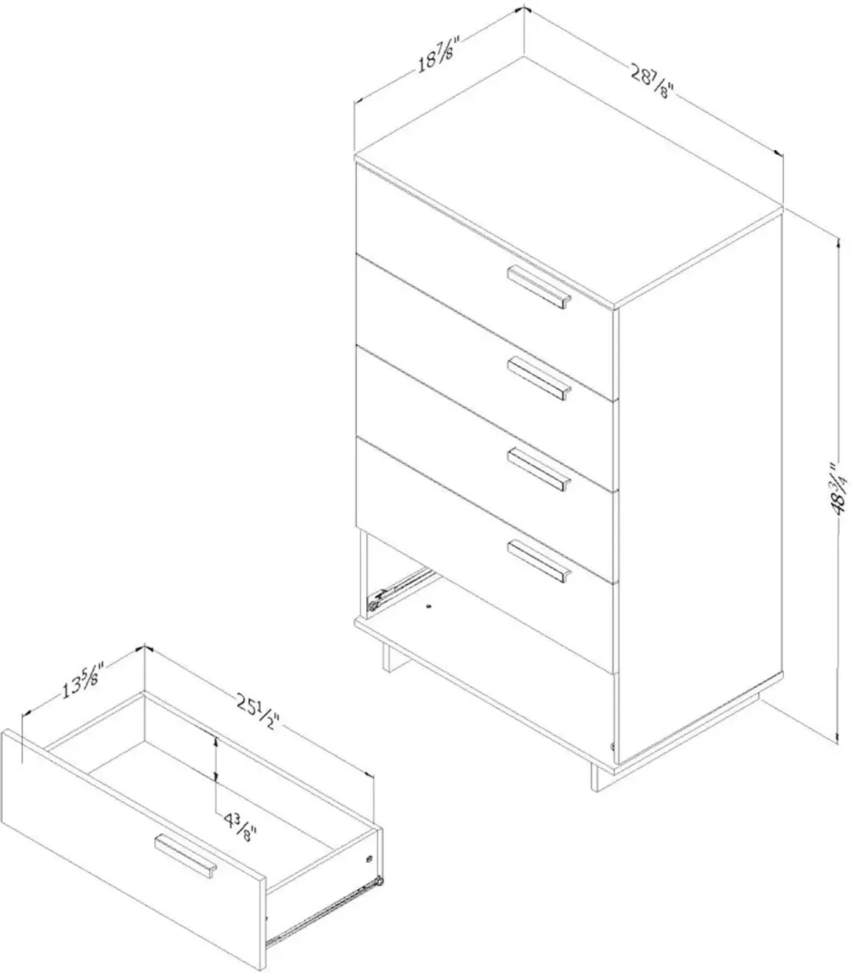 Gray Maple 5 Drawer Chest - South Shore