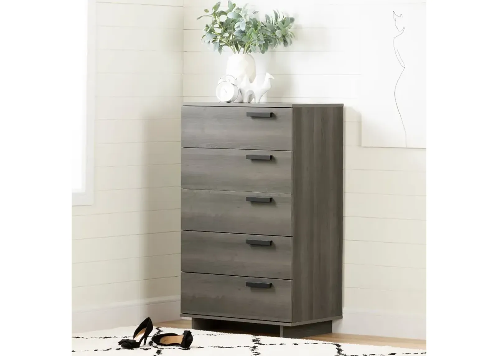 Gray Maple 5 Drawer Chest - South Shore