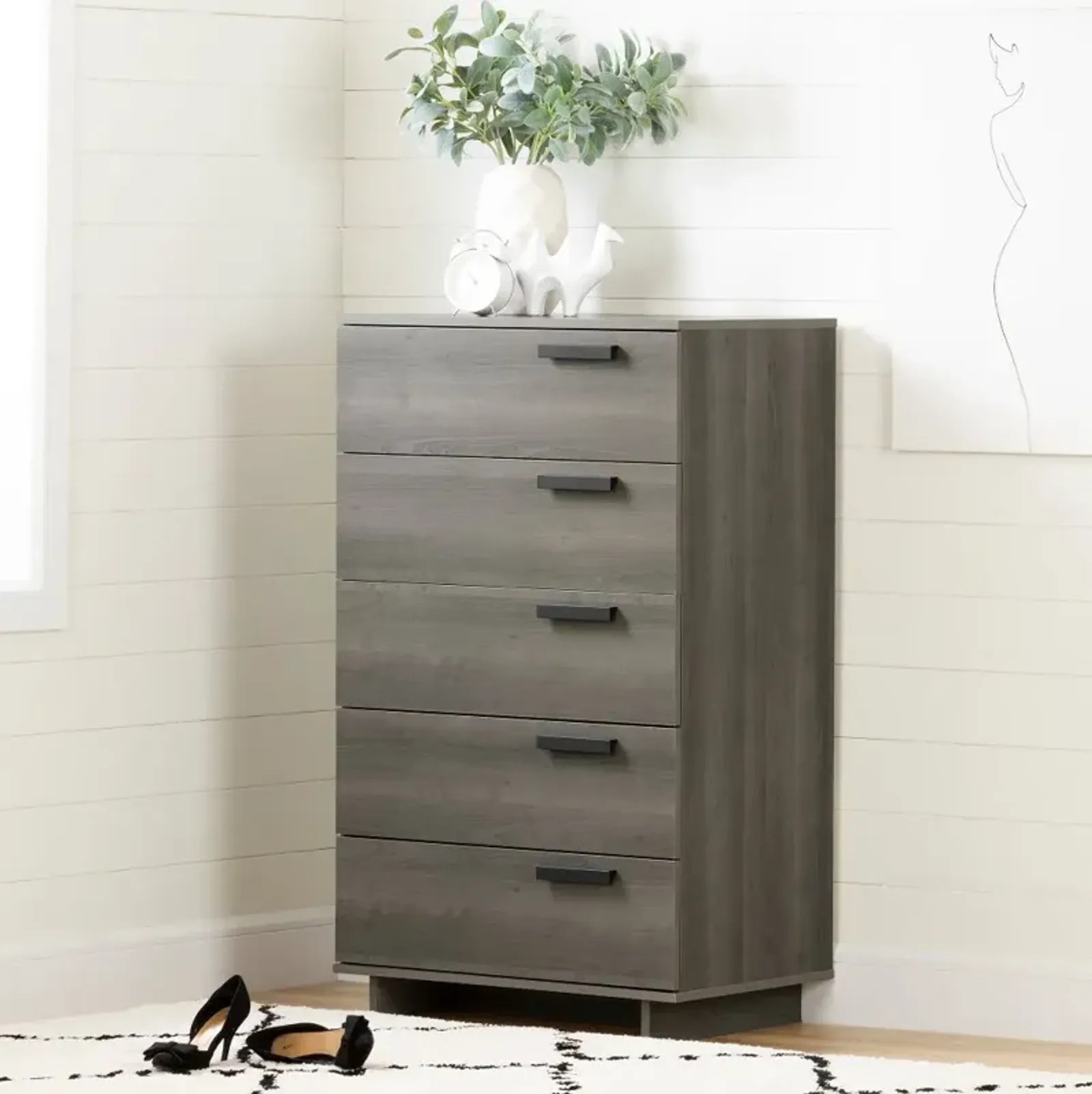 Gray Maple 5 Drawer Chest - South Shore