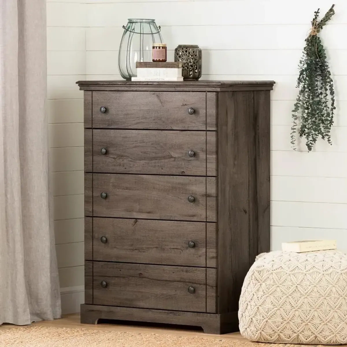 Classic Cottage Oak Brown Chest of Drawers - South Shore