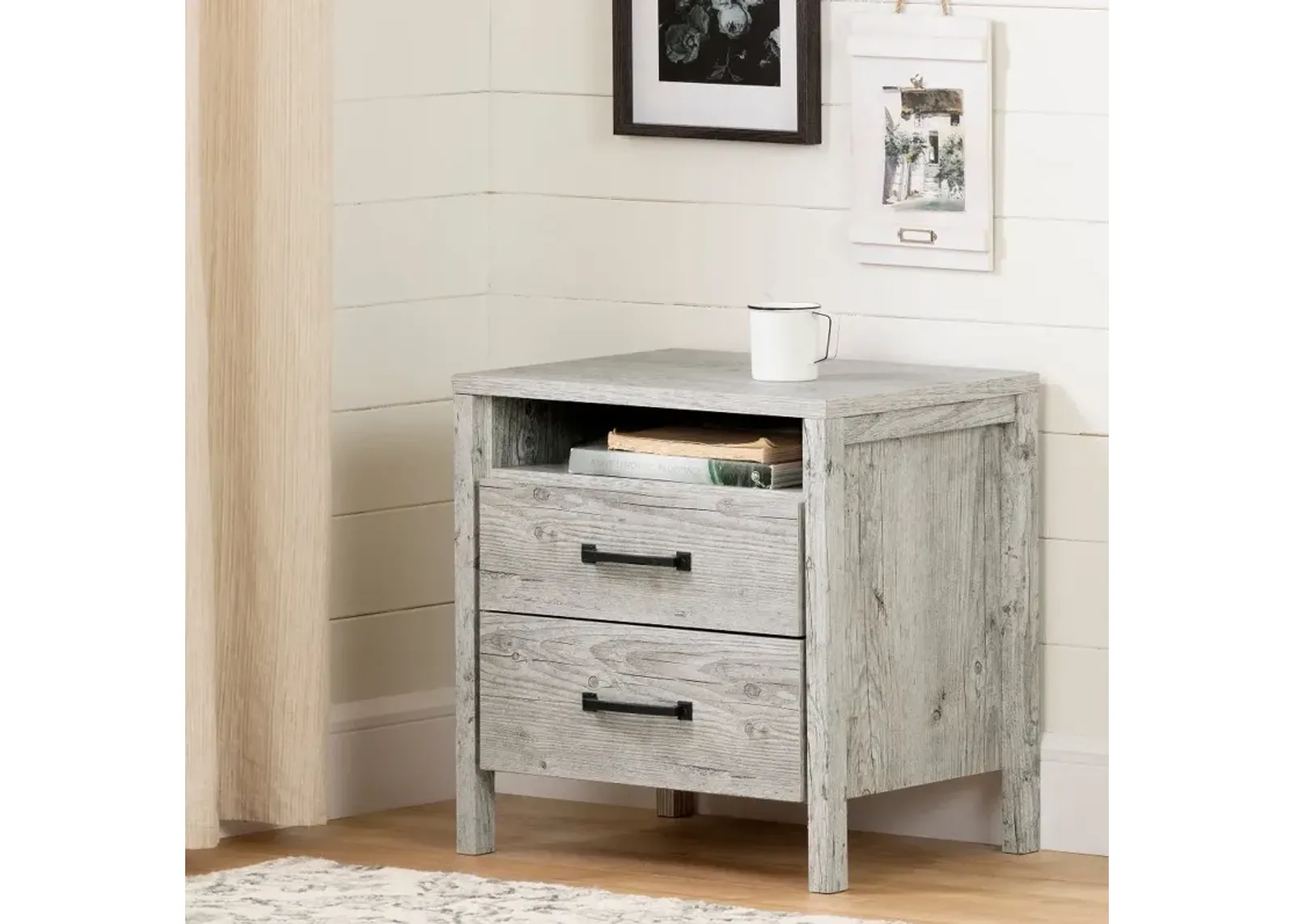 Gravity Contemporary Rustic Seaside Pine Nightstand - South Shore