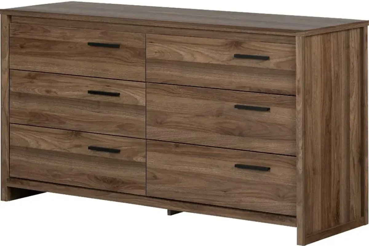 Tao Modern Walnut 6 Drawer Dresser - South Shore