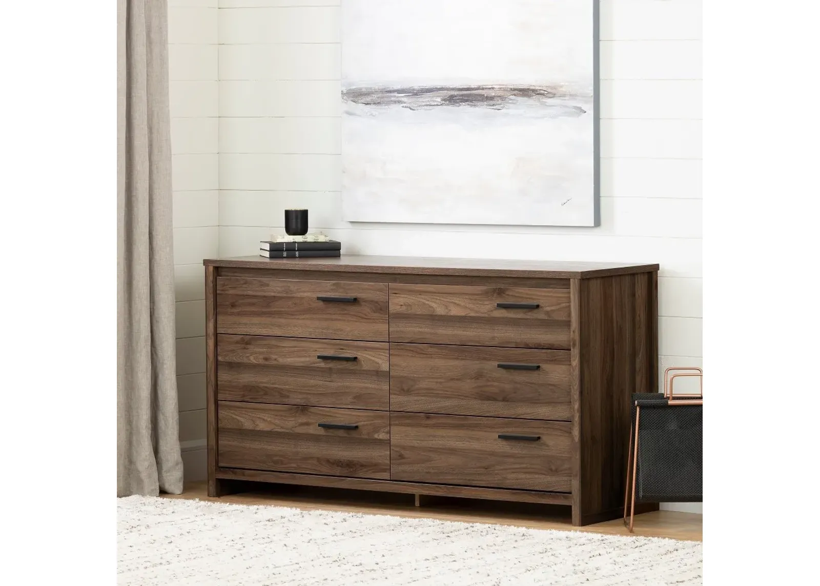 Tao Modern Walnut 6 Drawer Dresser - South Shore