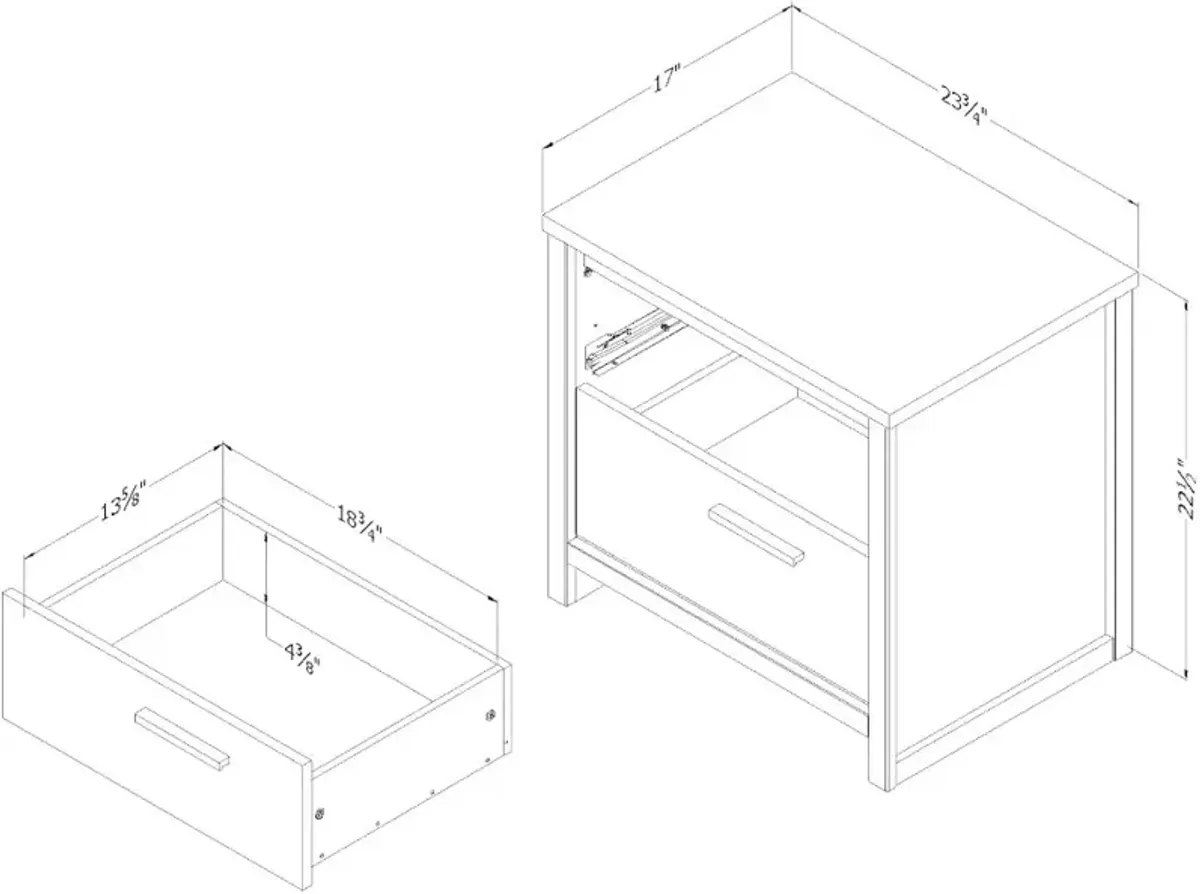 Tao Modern Walnut 2 Drawer Nightstand - South Shore