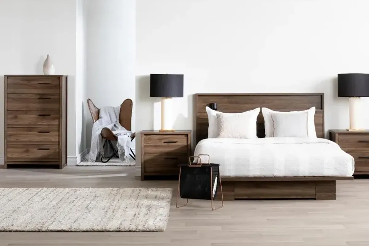 Tao Modern Walnut Platform Full/Queen Storage Bed - South Shore