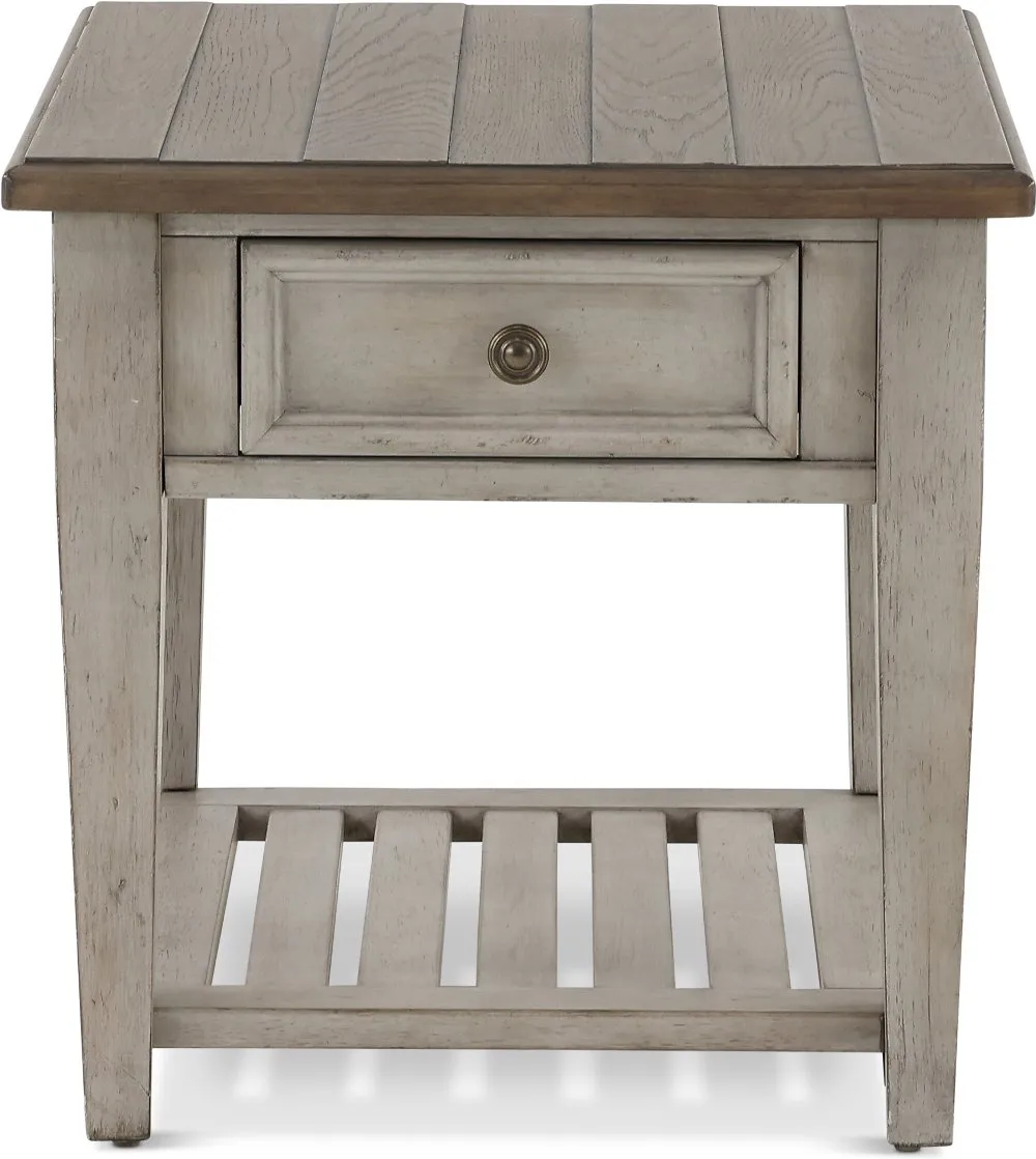 Heartland Weathered White Oak End Table with Drawer