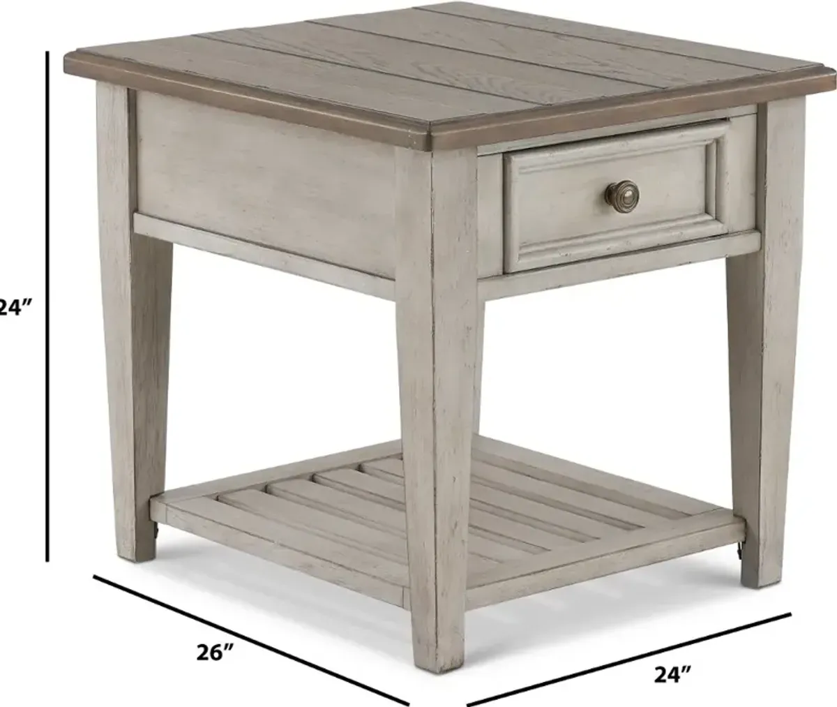 Heartland Weathered White Oak End Table with Drawer