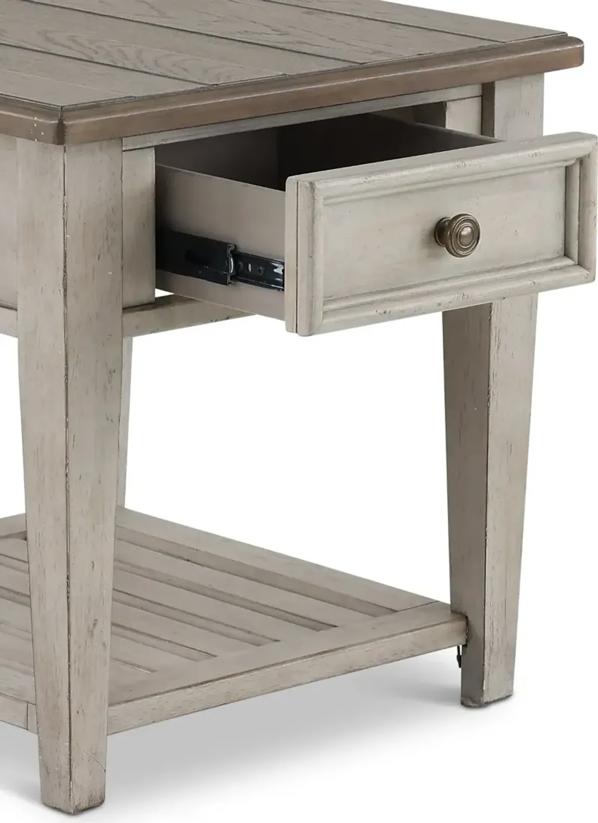 Heartland Weathered White Oak End Table with Drawer