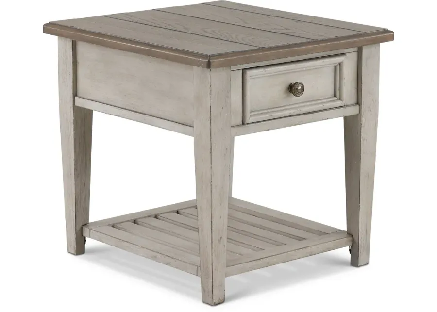 Heartland Weathered White Oak End Table with Drawer