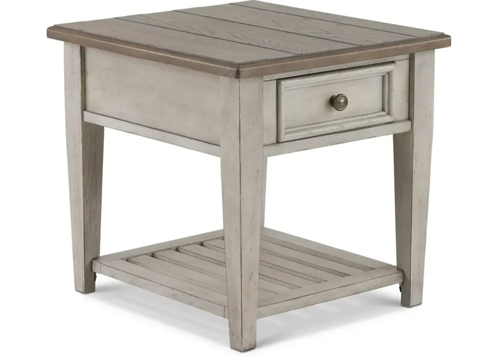 Heartland Weathered White Oak End Table with Drawer