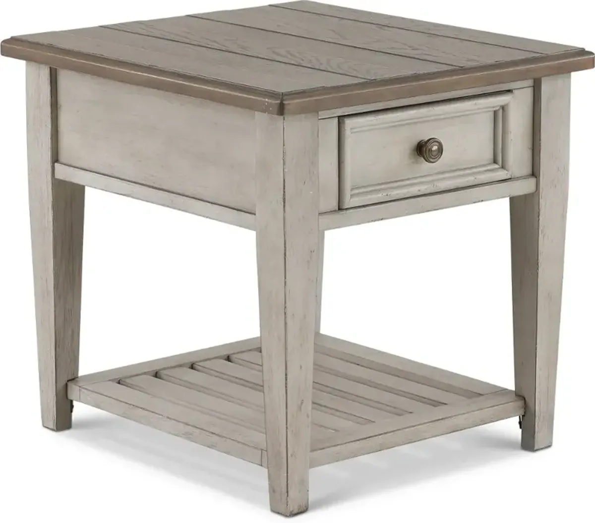 Heartland Weathered White Oak End Table with Drawer