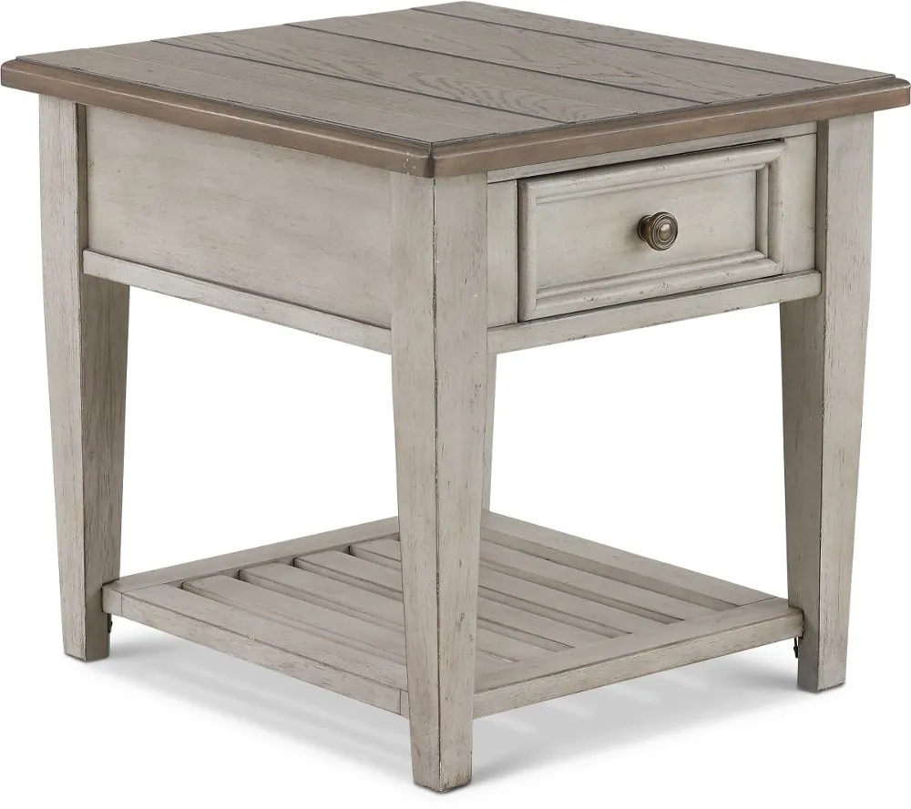 Heartland Weathered White Oak End Table with Drawer