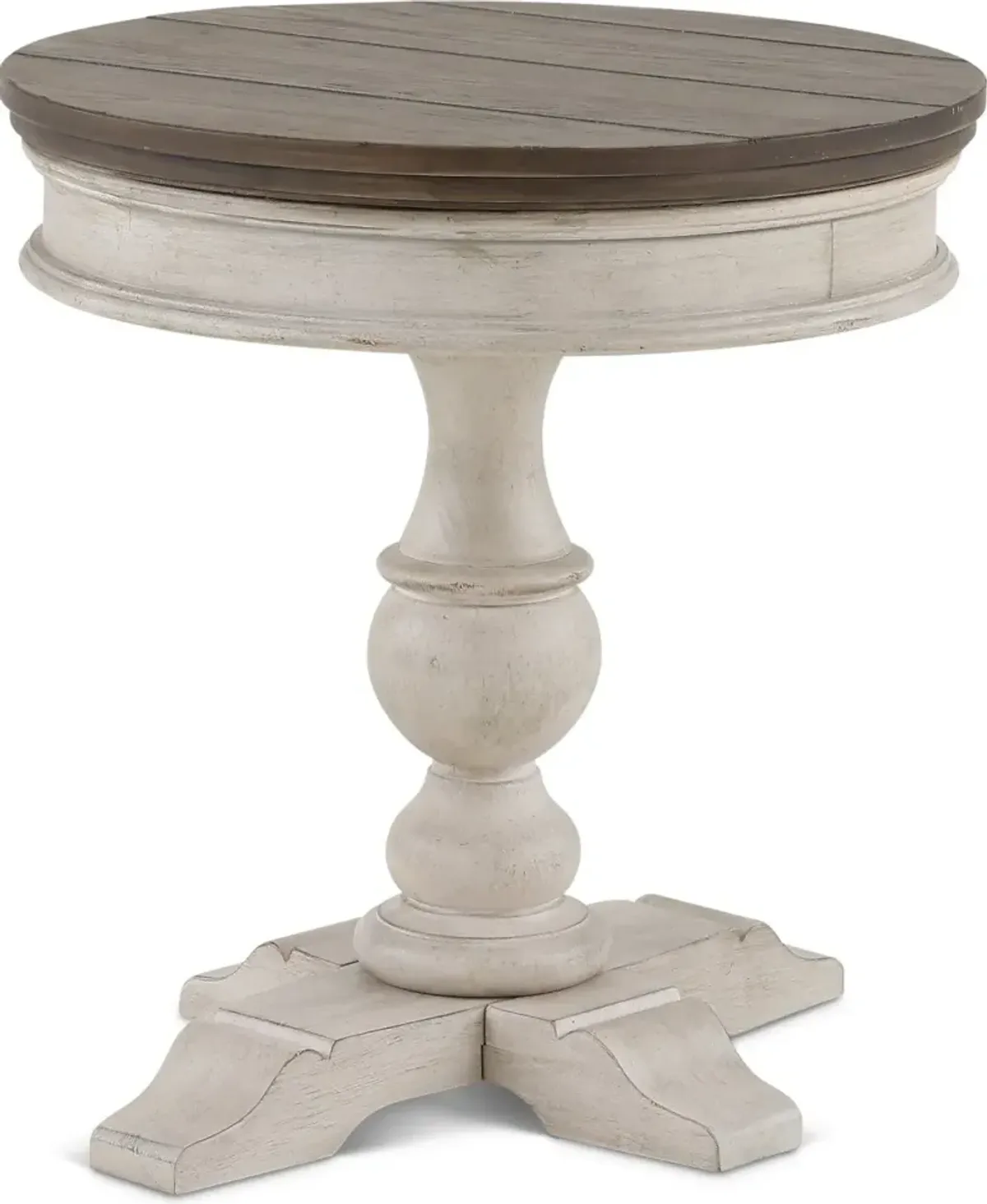 Heartland Weathered White Oak and Tobacco Round Side Table