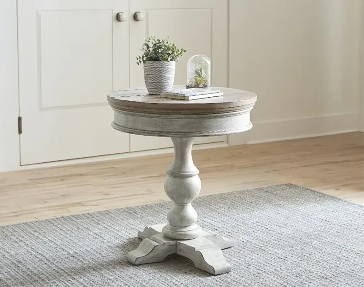 Heartland Weathered White Oak and Tobacco Round Side Table