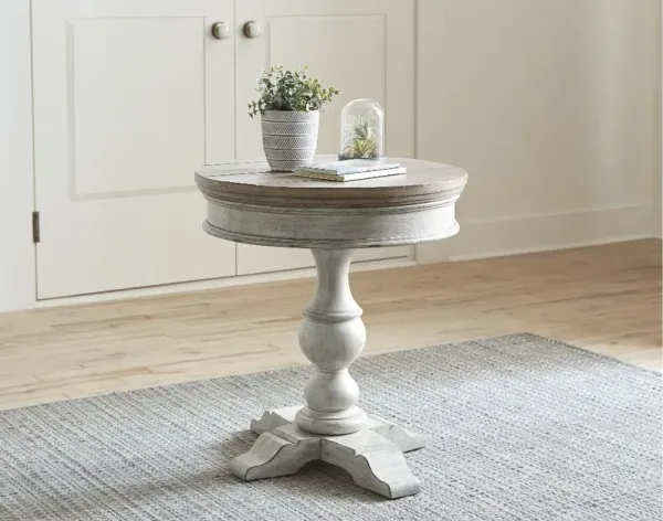 Heartland Weathered White Oak and Tobacco Round Side Table