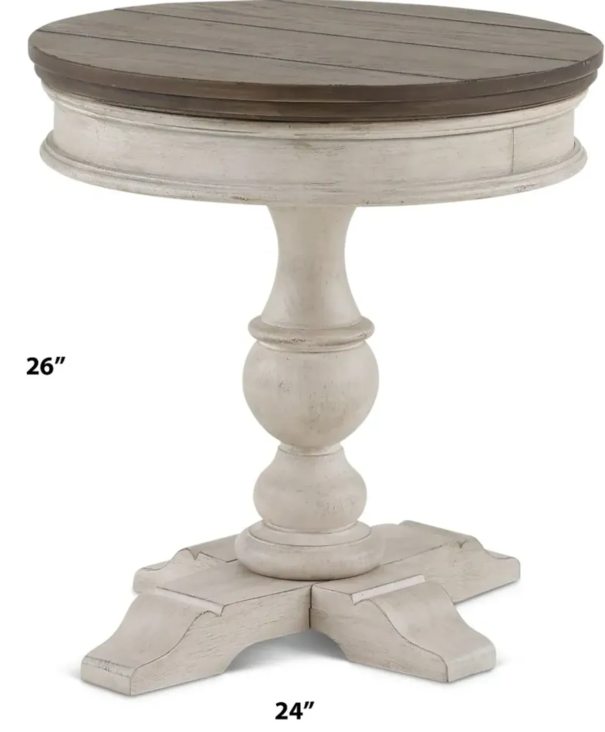 Heartland Weathered White Oak and Tobacco Round Side Table