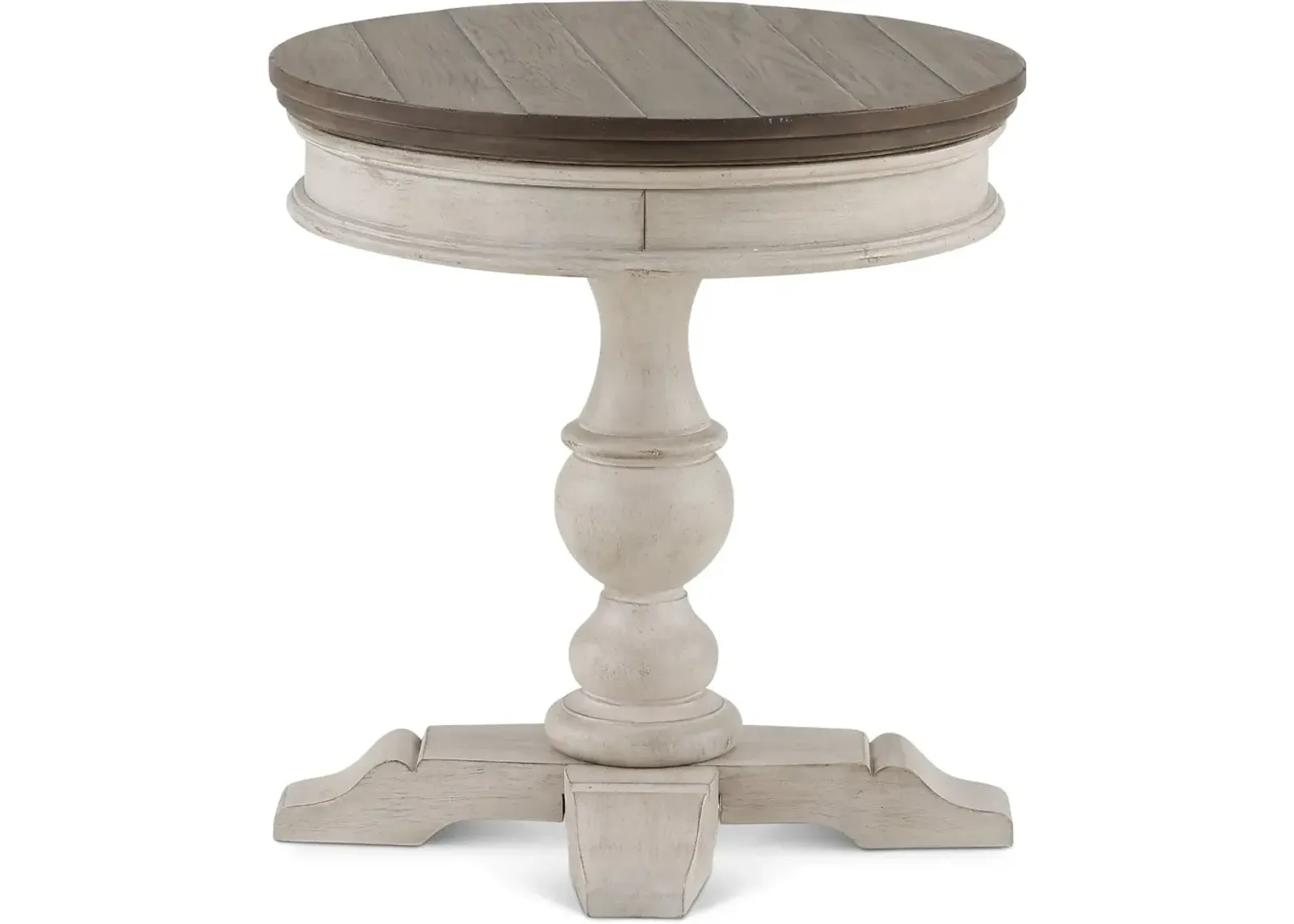 Heartland Weathered White Oak and Tobacco Round Side Table