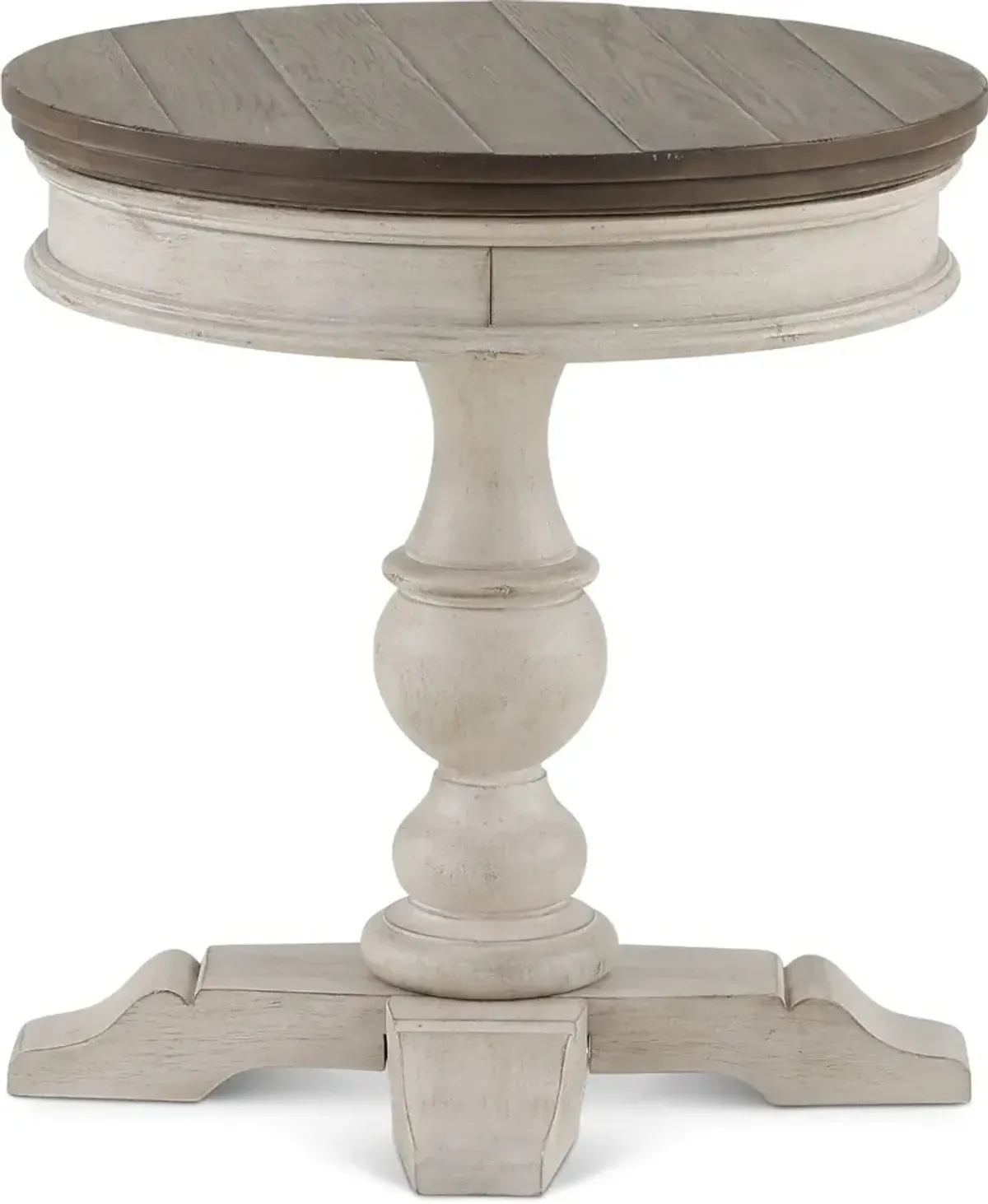 Heartland Weathered White Oak and Tobacco Round Side Table