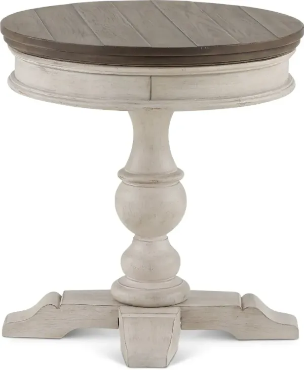 Heartland Weathered White Oak and Tobacco Round Side Table