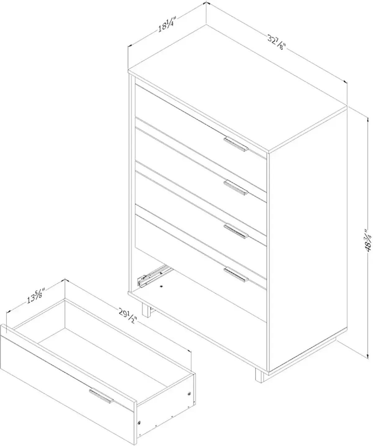 Modern Fall Oak Brown Chest of Drawers - South Shore