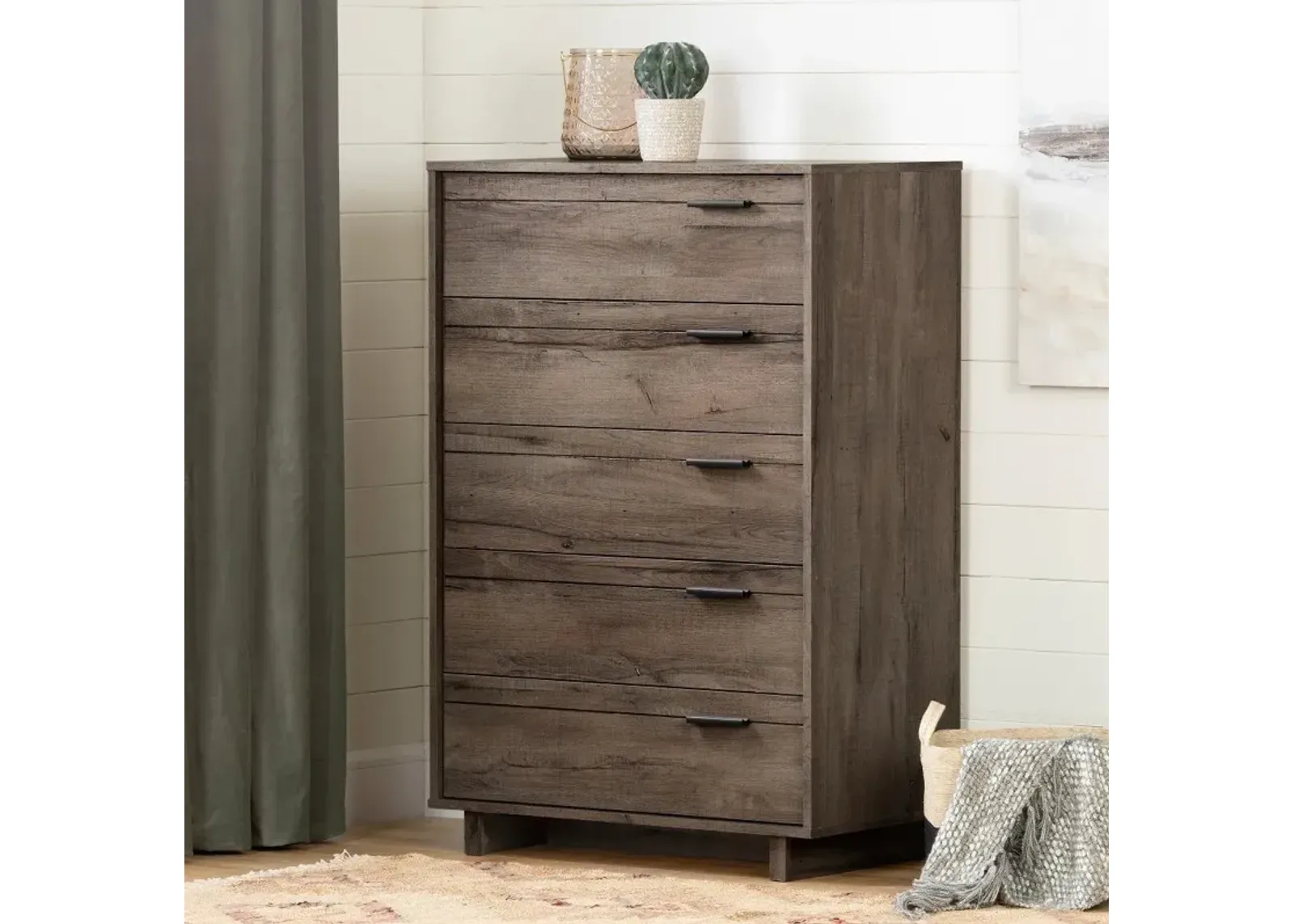 Modern Fall Oak Brown Chest of Drawers - South Shore