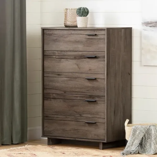 Modern Fall Oak Brown Chest of Drawers - South Shore