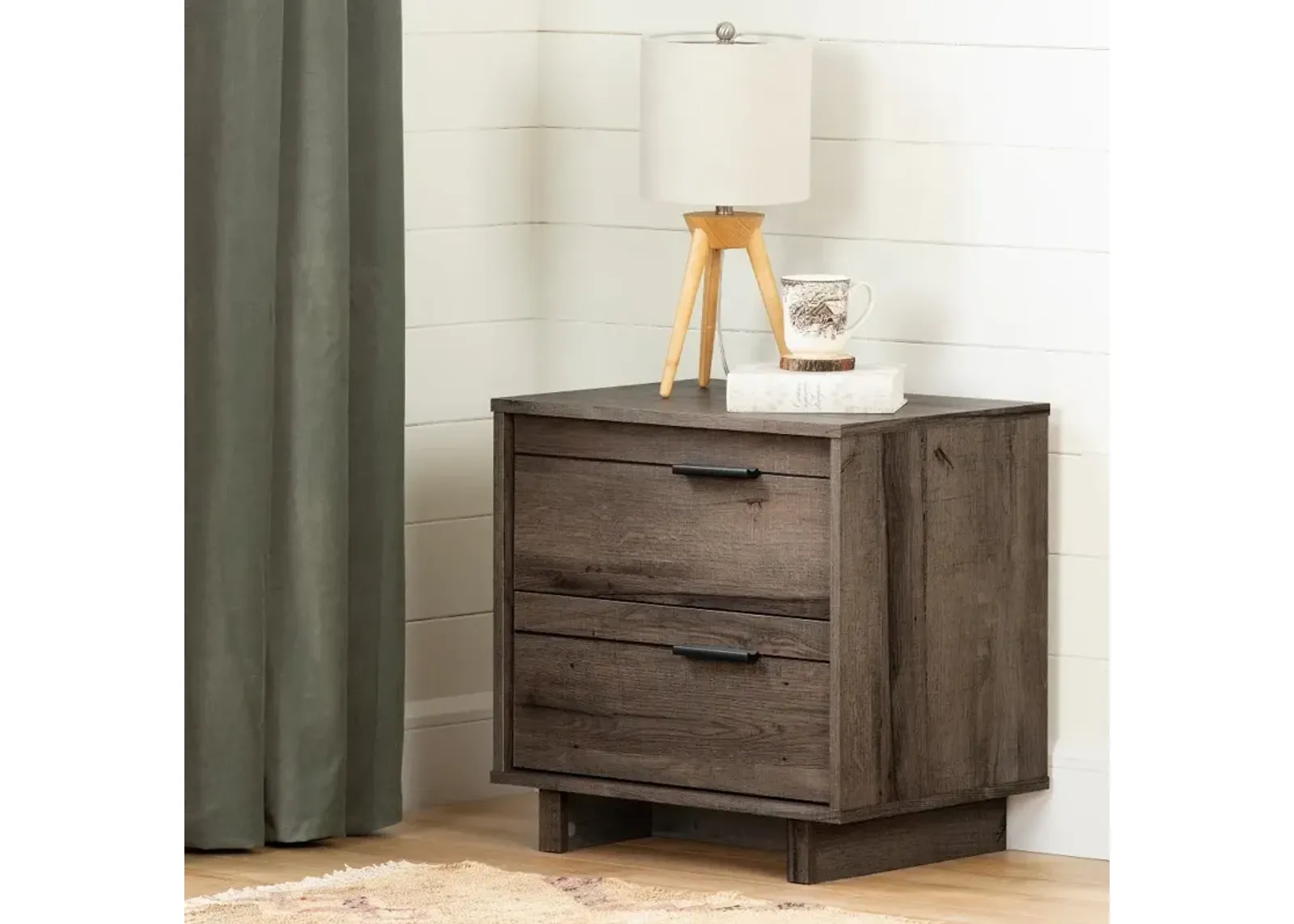 Modern Fall Oak Brown Nightstand - South Shore