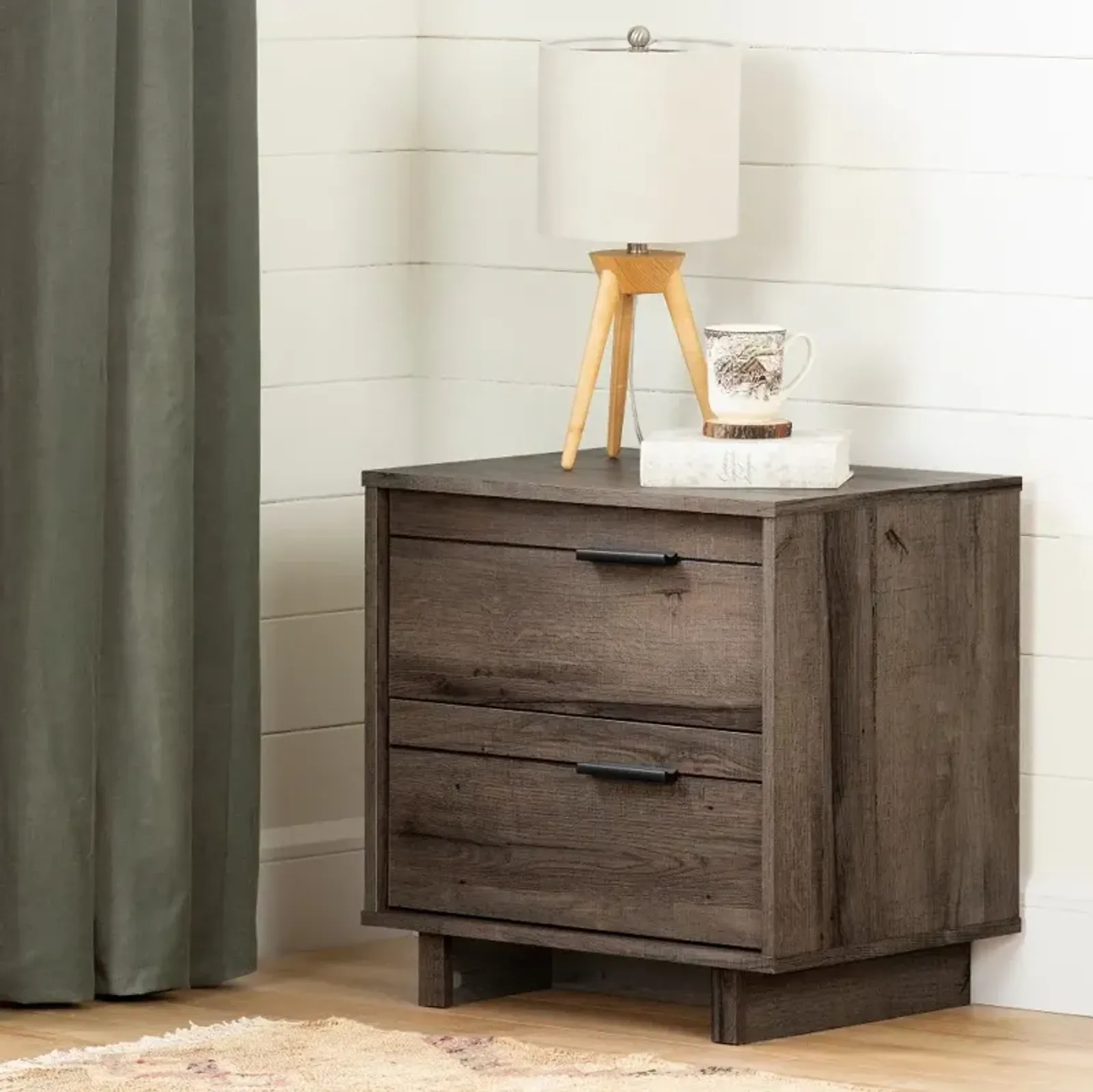 Modern Fall Oak Brown Nightstand - South Shore