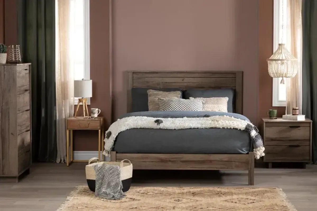 Modern Fall Oak Brown Full Platform Bed - South Shore