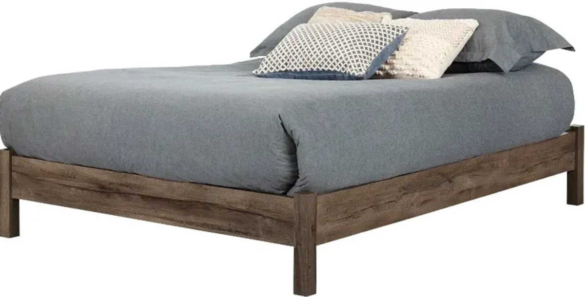 Modern Fall Oak Brown Full Platform Bed - South Shore