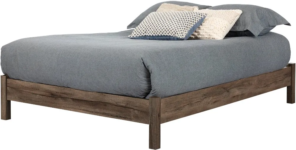 Modern Fall Oak Brown Full Platform Bed - South Shore