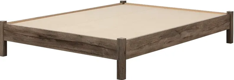 Modern Fall Oak Brown Full Platform Bed - South Shore