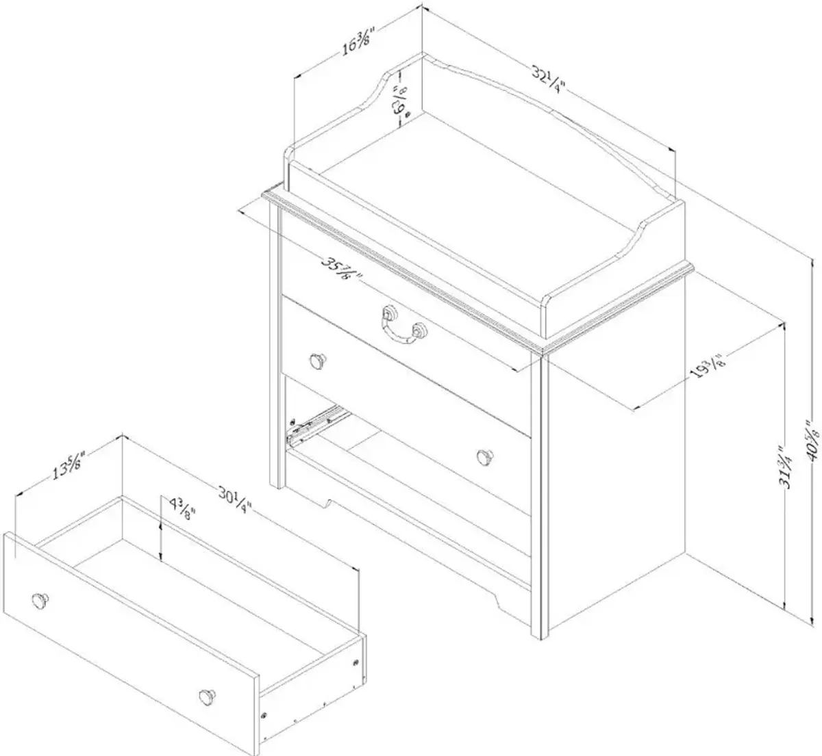 Aviron Seaside Pine Changing Table - South Shore