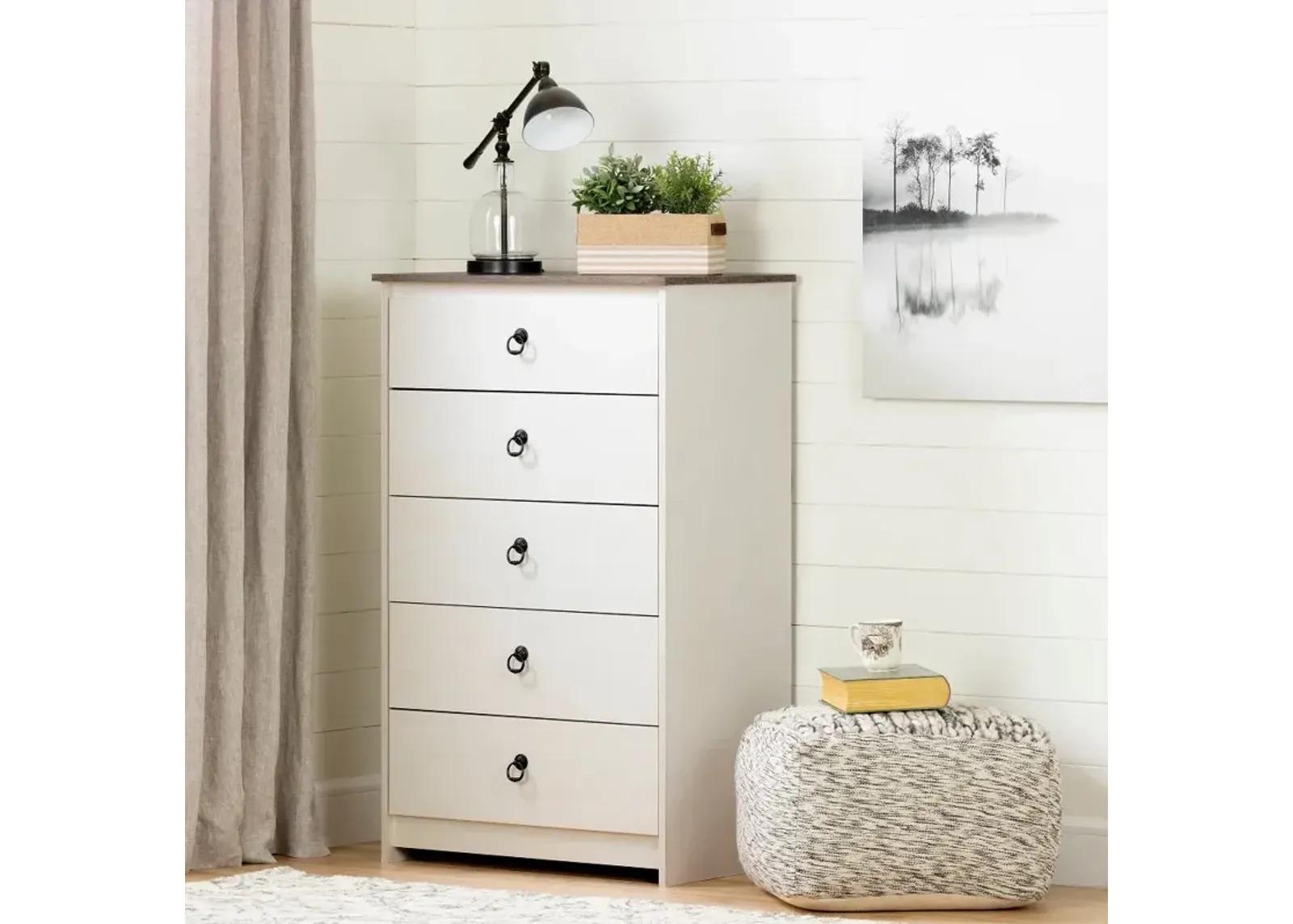 Whitewash 5 Drawer Chest - South Shore