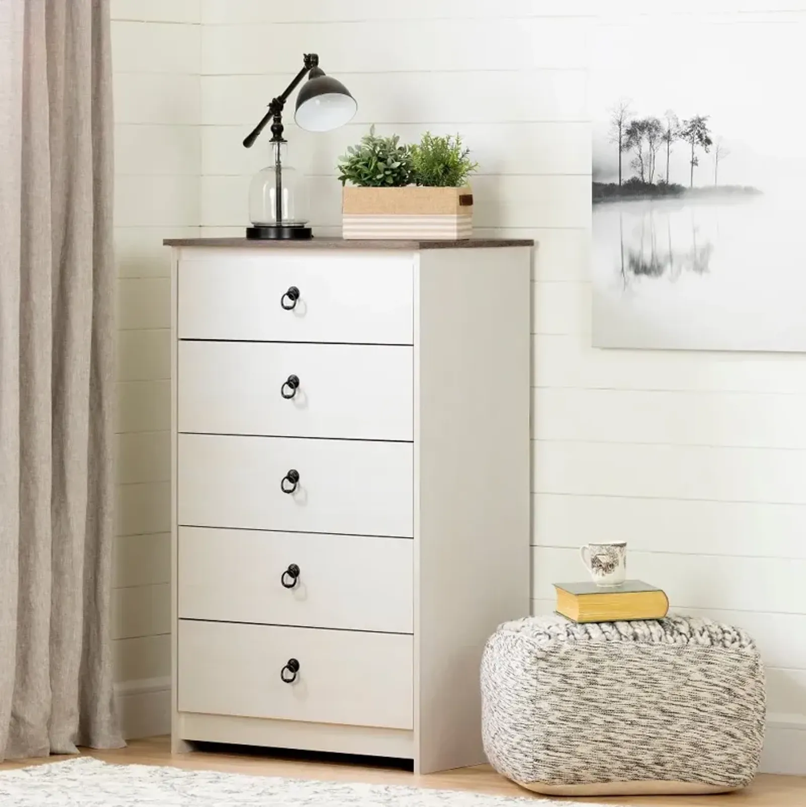 Whitewash 5 Drawer Chest - South Shore