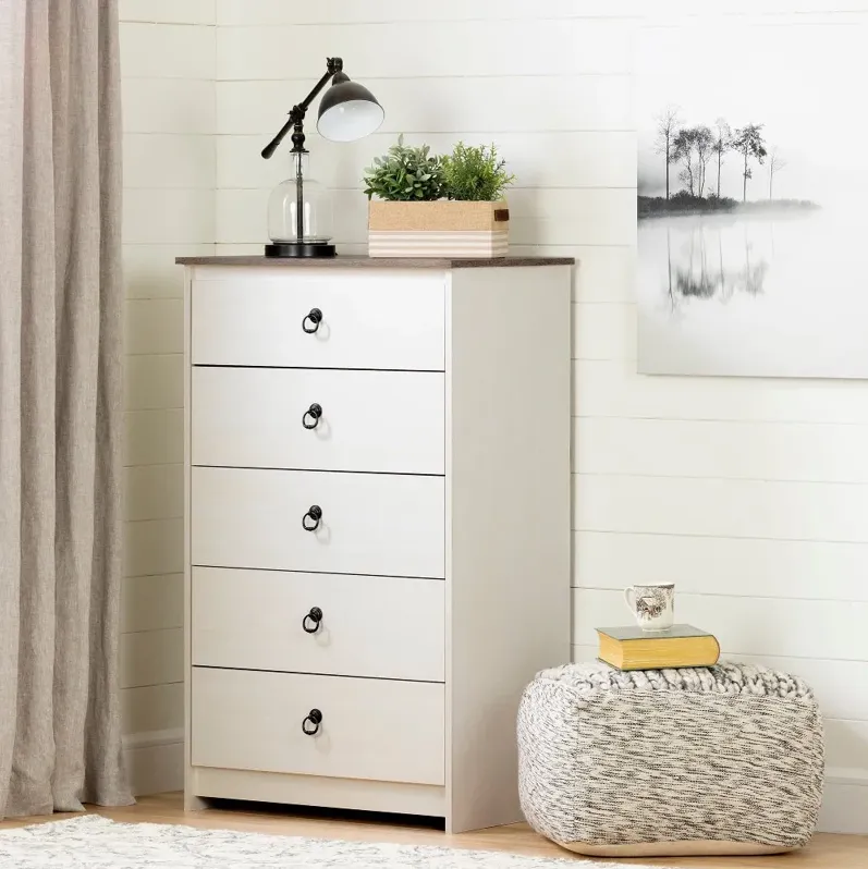 Whitewash 5 Drawer Chest - South Shore