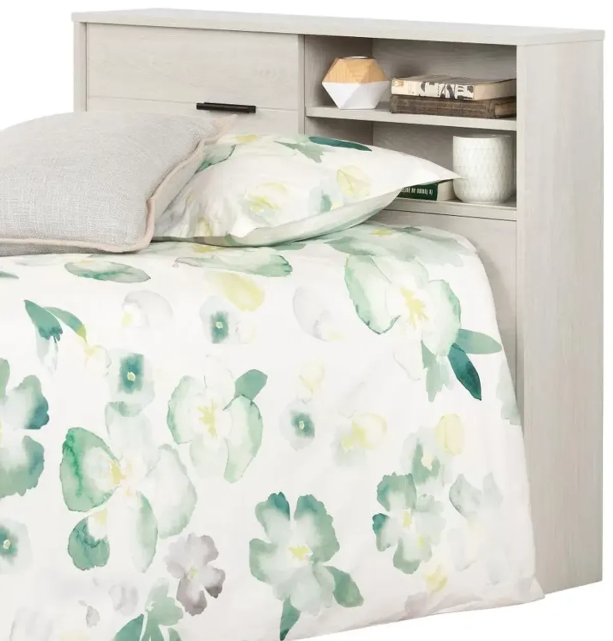 Modern Light Gray Twin Storage Headboard