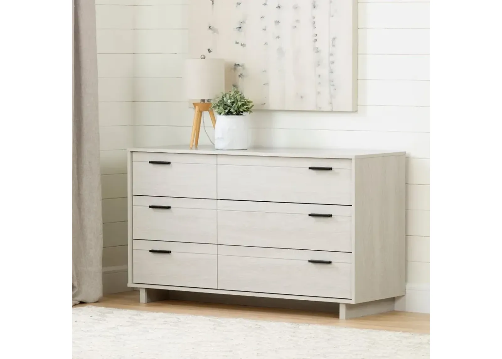 Modern Light Gray Oak Dresser - South Shore