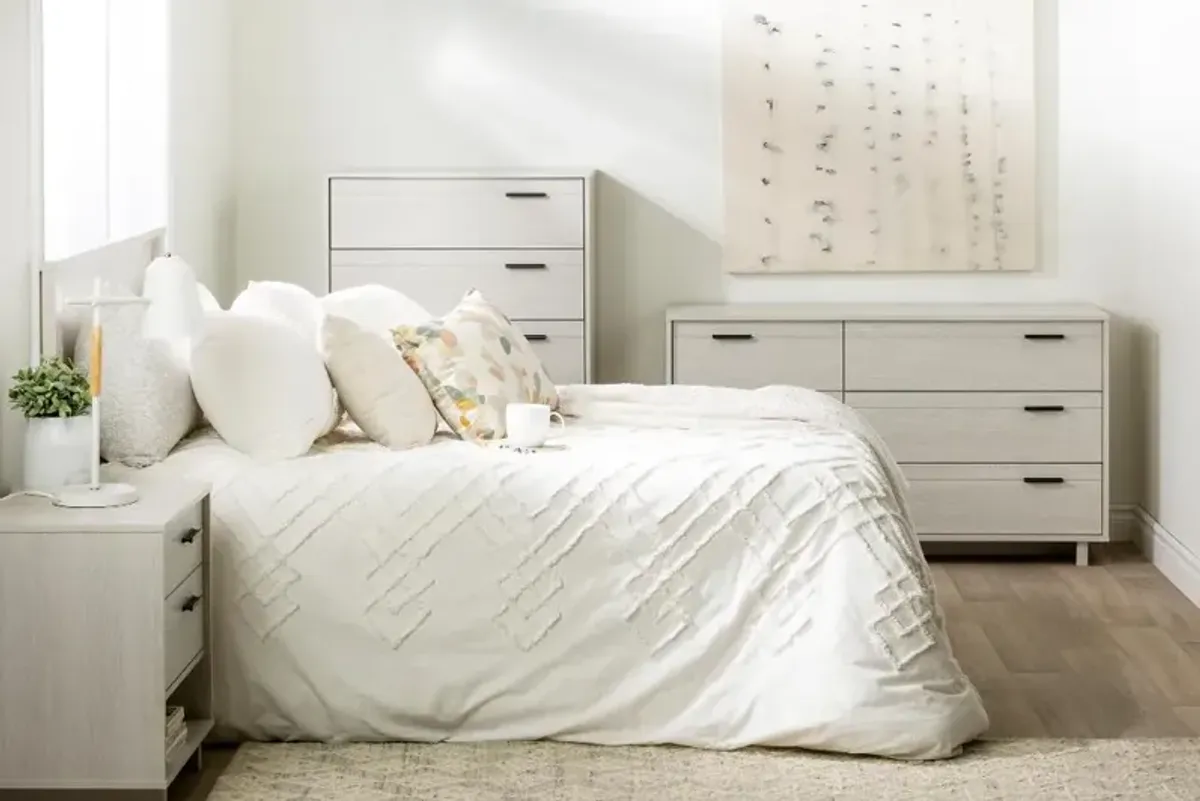 Modern Light Gray Oak Chest of Drawers - South Shore