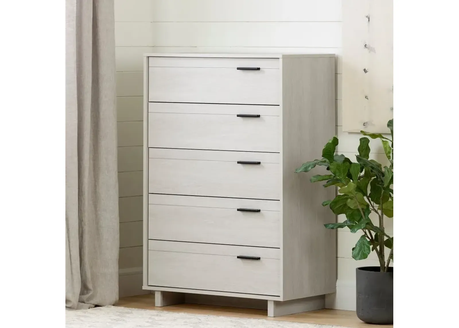 Modern Light Gray Oak Chest of Drawers - South Shore