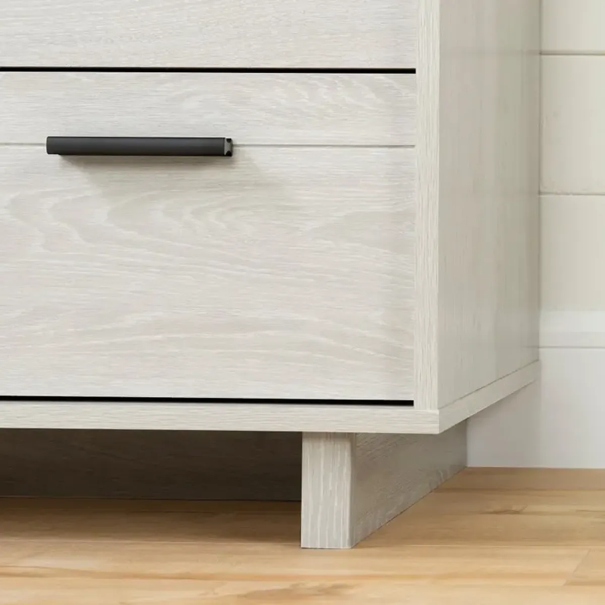 Modern Light Gray Oak Nightstand - South Shore